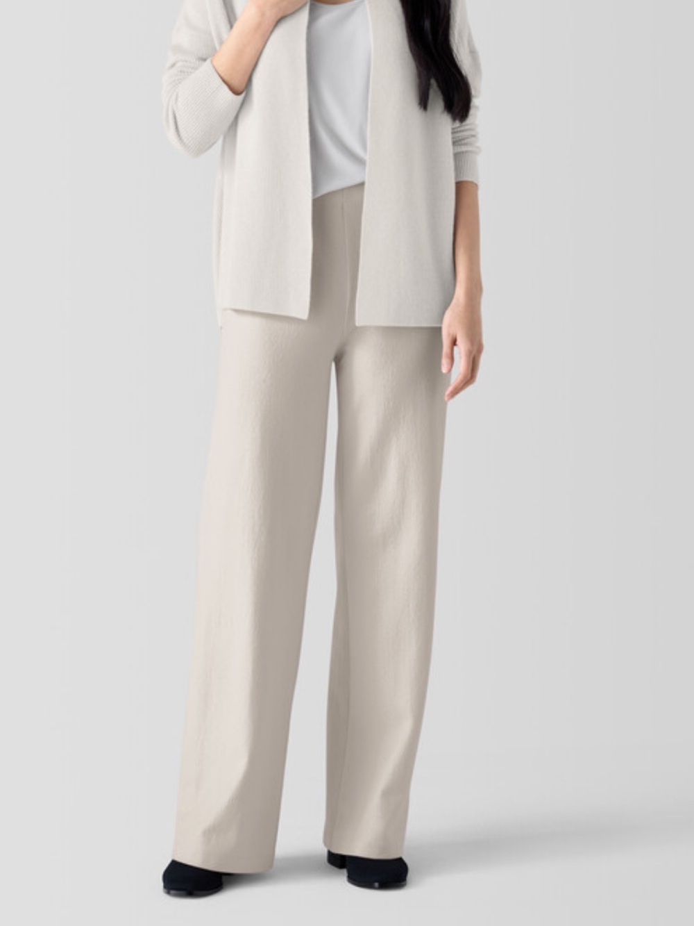 Eileen Fisher Felted Wool Jersey Wide Leg Pants